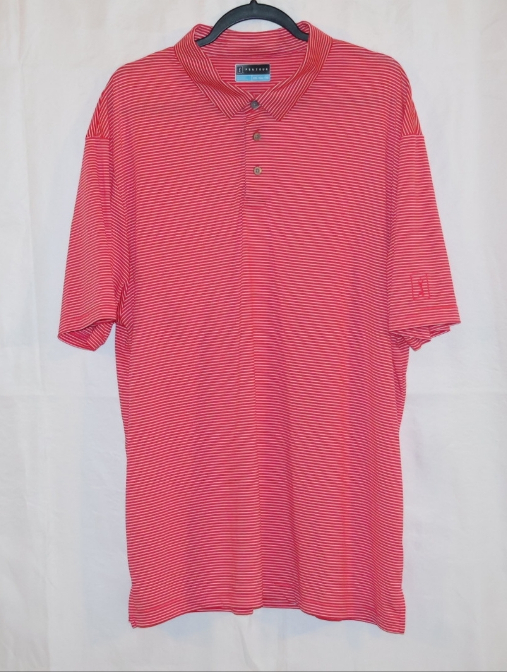 PGA Tour Red & White Feeder Striped Golf Performance Polo. NWOT.